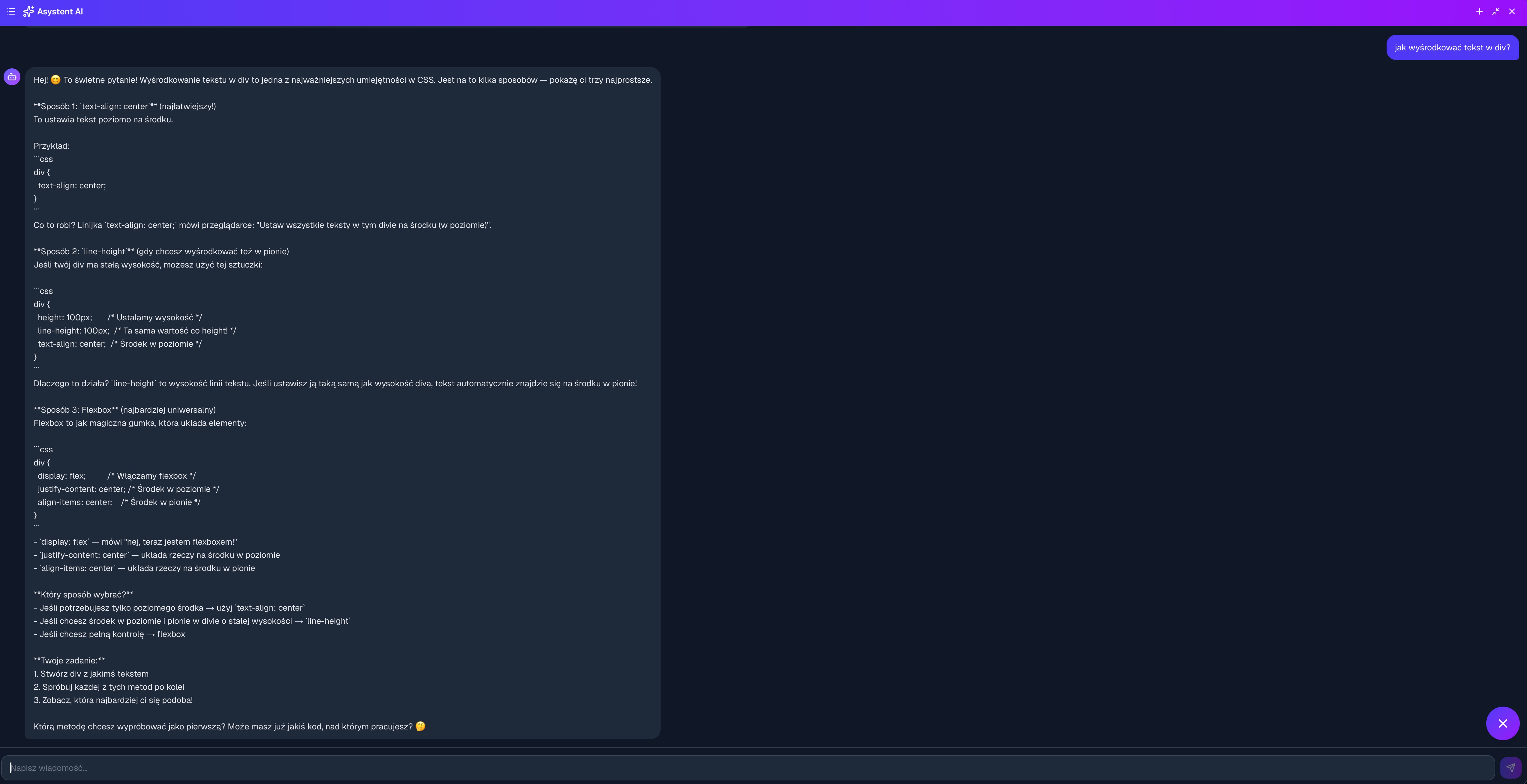Asystent AI Kids Dev w akcji